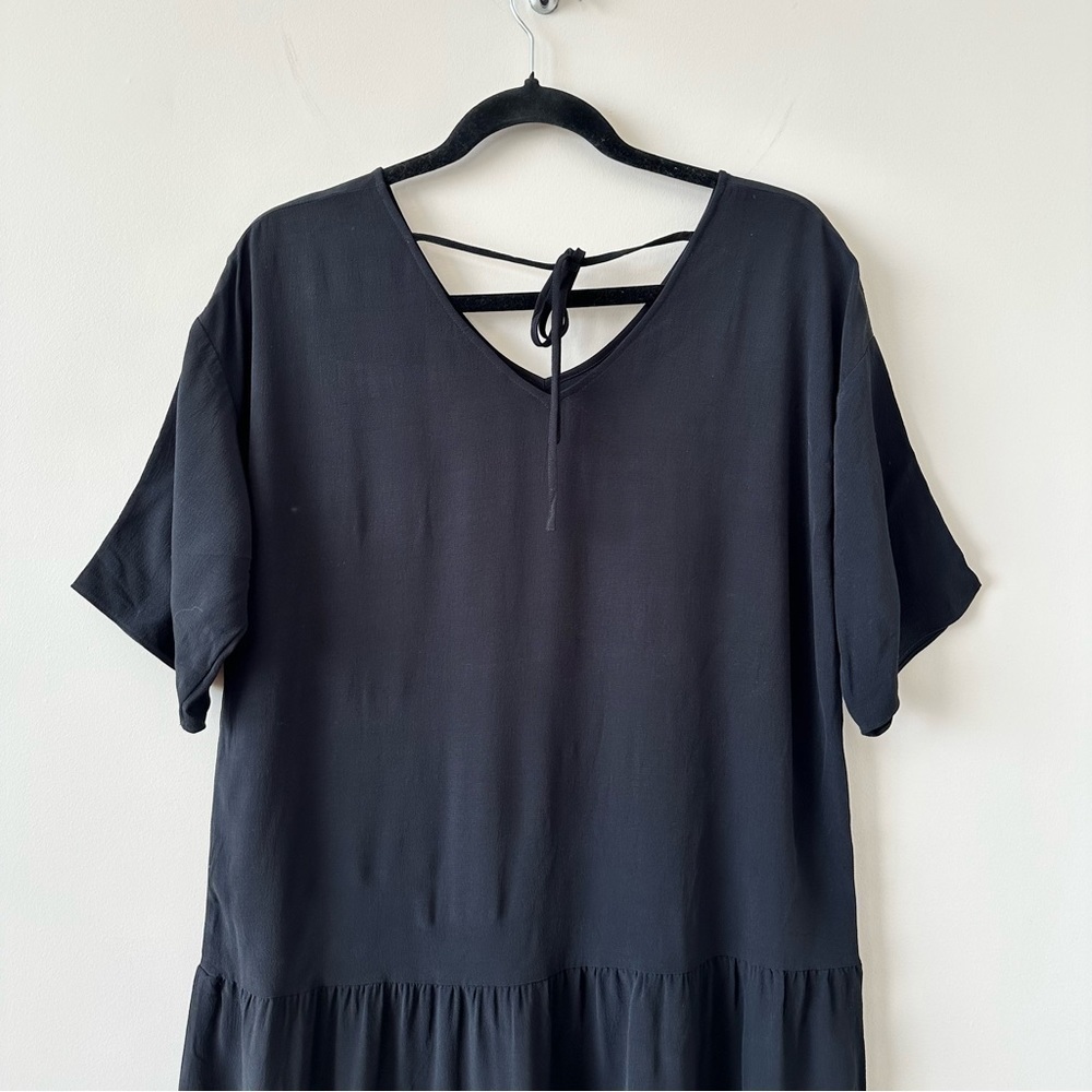 Eileen Fisher-Drop Waist Crepe Short Sleeve Dress (Size:Small) - Picture 6 of 12